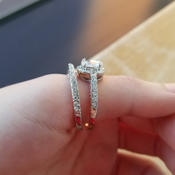 Two-Tone Silver and Rose Gold Ring Set - Picture 7 of 7